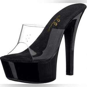 Ellie Shoes 6" Heel Mule W/Rhinestone Heel size 9